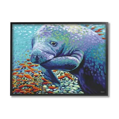 Stupell Home Decor Underwater Manatee Impressionist Framed Wall Art