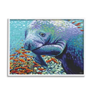 Stupell Home Decor Underwater Manatee Impressionist Framed Wall Art