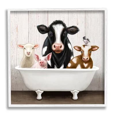 Stupell Home Decor Farmhouse Claw Bathtub Framed Wall Art