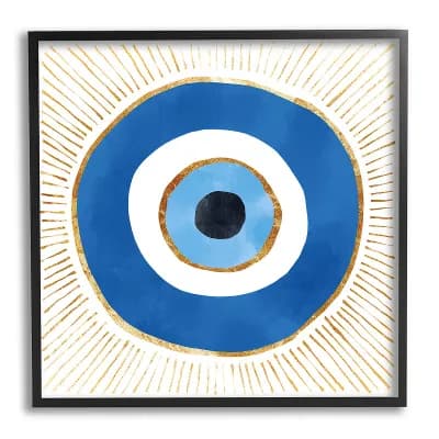 Stupell Home Decor Evil Eye Symbol Striped Rays Framed Wall Art