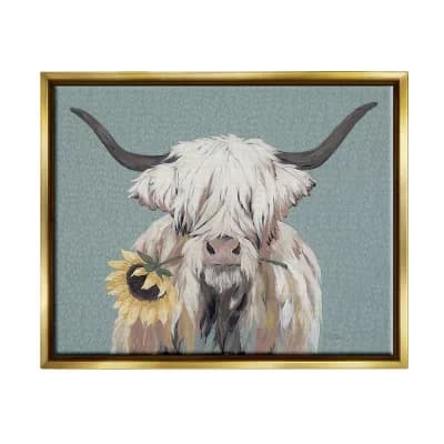 Stupell Home Decor Cattle Sunflower Framed Wall Art
