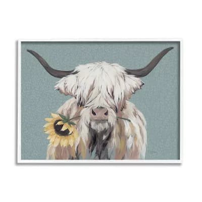 Stupell Home Decor Cattle Holding Sunflower Framed Wall Art