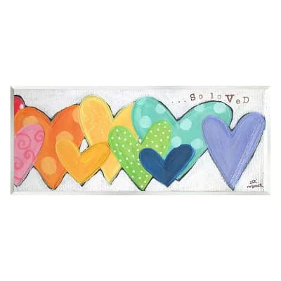 Stupell Home Decor Patterned Hearts So Loved Plaque Wall Art