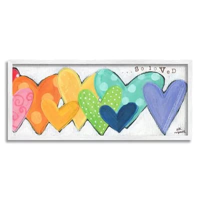 Stupell Home Decor Patterned Hearts So Loved Framed Wall Art