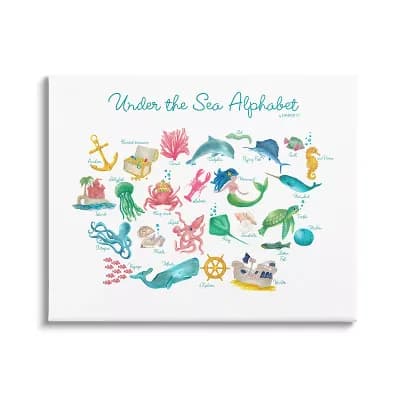 Stupell Home Decor Under the Sea Alphabet Canvas Wall Art