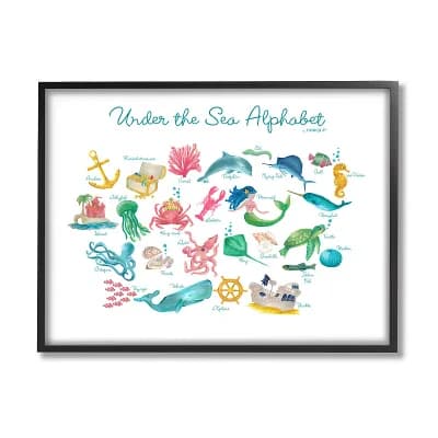 Stupell Home Decor Alphabet Under the Sea Framed Wall Art