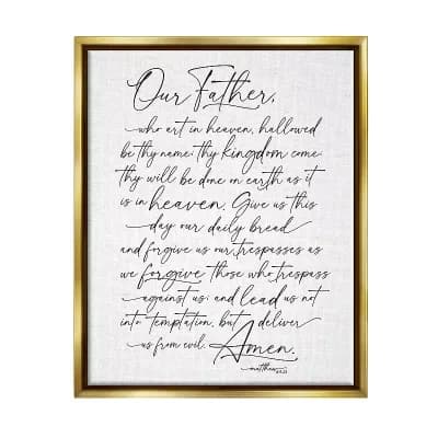 Stupell Home Decor Our Father Religious Floating Framed Wall Art