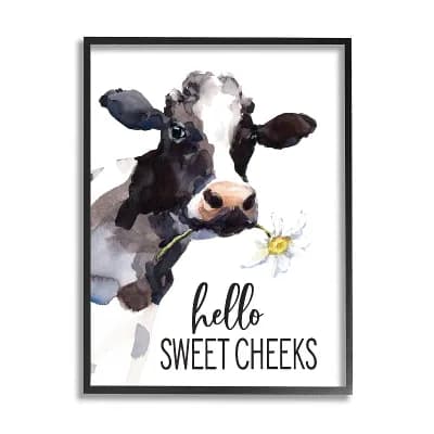 Stupell Home Decor Hello Sweet Cheeks Country Cow Wall Art
