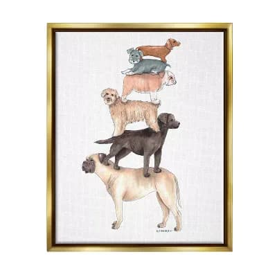 Stupell Home Decor Mixed Stacked Dog Breeds Floating Frame Wall Art
