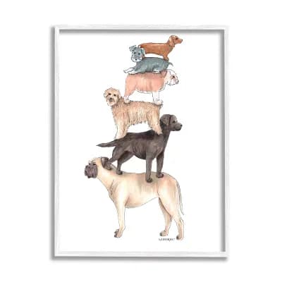 Stupell Home Decor Mixed Stacked Dog Breeds Framed Wall Art