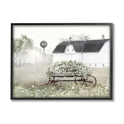 Stupell Home Decor Vintage Flower Wagon Framed Wall Art