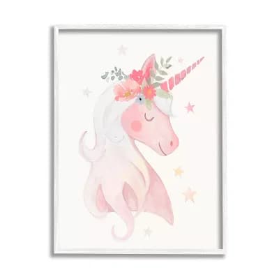 Stupell Home Decor Unicorn Flower Crown Framed Wall Art