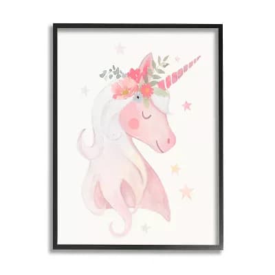 Stupell Home Decor Unicorn Flower Crown Framed Wall Art