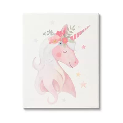 Stupell Home Decor Unicorn Flower Crown Canvas Wall Art