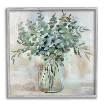 Stupell Home Decor Eucalyptus Flower Herb Jar Gray Framed Wall Art
