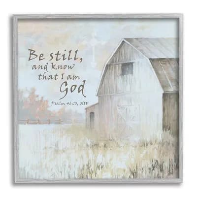 Stupell Home Decor Religious Psalm Verse Farmland Framed Wall Art