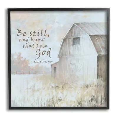 Stupell Home Decor Religious Psalm Verse Farmland Framed Wall Art