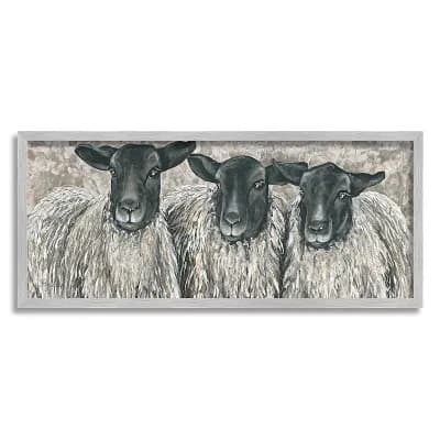 Stupell Home Decor Three Sheep Trio Portrait Framed Wall Art