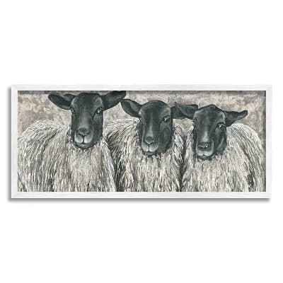 Stupell Home Decor Three Sheep Trio Portrait Framed Wall Art