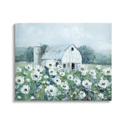 Stupell Home Decor Rural Anemone Meadow Barn Canvas Wall Art