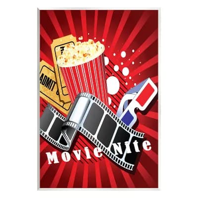 Stupell Home Decor Movie Nite Cinema Popcorn Wall Plaque