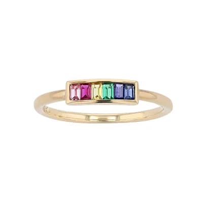 10k Gold Lab-Created Multi-Gemstone Ring