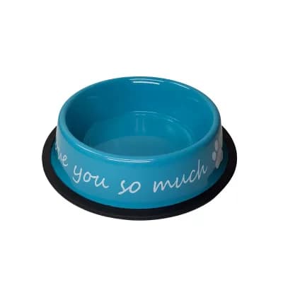 I LOVE YOU SO MUCH Modern Dog Feeder with Stainless Steel Bowls Pink/24oz