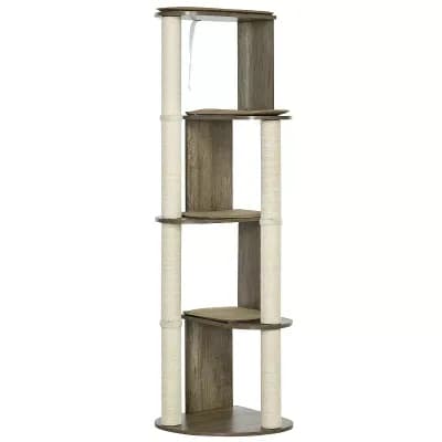 PawHut 65inch Corner Modern Cat Tree Tall for Climbing with Scratching Posts