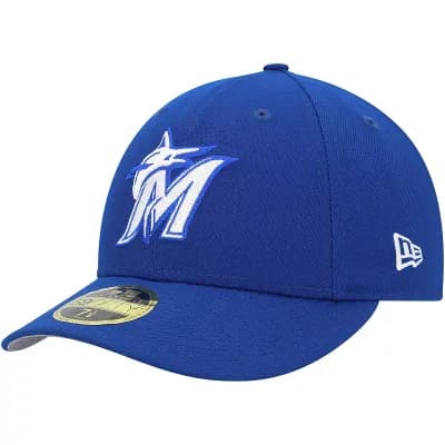 Men's New Era Royal Miami Marlins White LogoÂ Low Profile 59FIFTY Fitted Hat