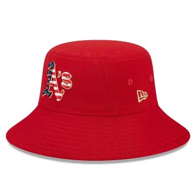 Men's New Era Red Oakland Athletics 2023 Fourth of July Bucket Hat