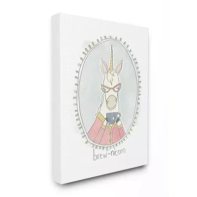 Stupell Home Decor Caffeinated Cutie Brew-Nicorn Coffee Canvas Wall Art