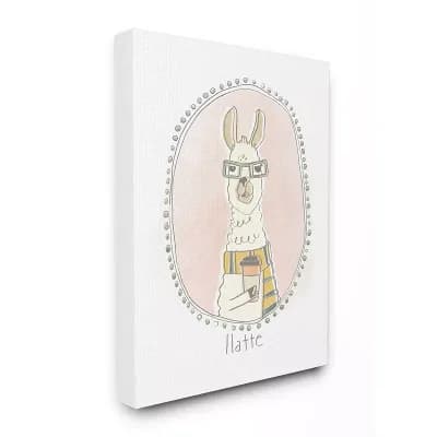 Stupell Home Decor Caffeinated Cutie Llatte Llama Coffee Canvas Wall Art - Size: 30X40