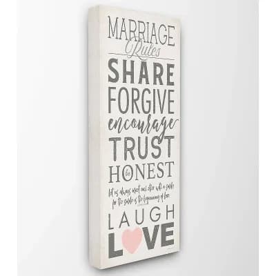 Stupell Home Decor Marriage Rules Canvas Wall Art - Size: 13X30
