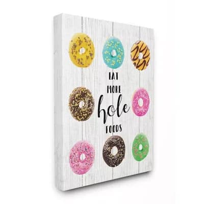 Stupell Home Decor "Eat More Hole Foods" Donuts Canvas Wall Art - Size: 30X40