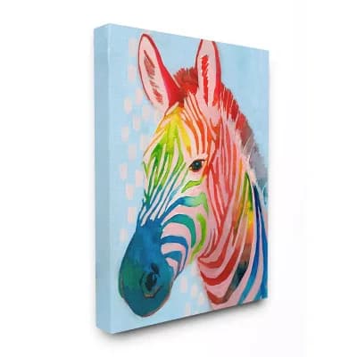 Stupell Home Decor 'Colorful Zebra Animal Rainbow Blue' Drawing Wall Plaque Art - Size: 36X48