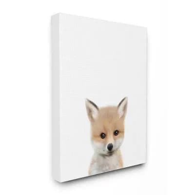 Stupell Home Decor 'Baby Fox Animal Kids Painting' Stretched Canvas Wall Art - Size: 36X48