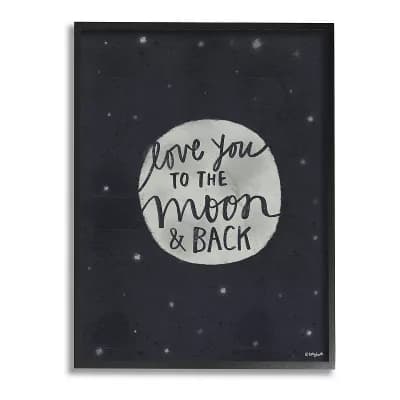 Stupell Home Decor Love You Moon Typography Framed Wall Art