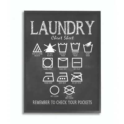 Stupell Home Decor Laundry Cheat Sheet Framed Canvas Wall Art