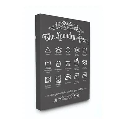 Stupell Home Decor Laundry Icons Guide Canvas Wall Art - Size 36x48