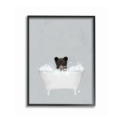 Stupell Home Decor Bear Bath Cute Framed Wall Art - Size 24x30