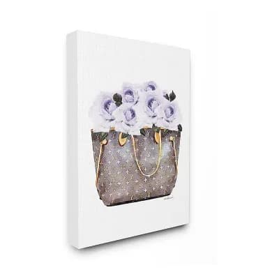 Stupell Home Decor Purple Flower Purse Canvas Wall Art - Size 30x40