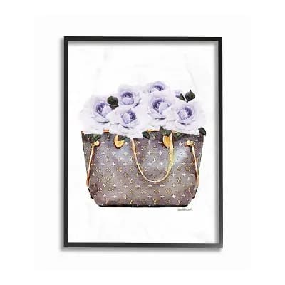 Stupell Home Decor Purple Flower Purse Framed Wall Art - Size 24x30