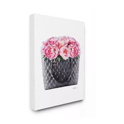 Stupell Home Decor Pink Flower Purse Canvas Wall Art