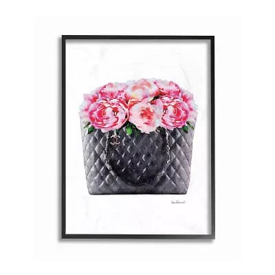 Stupell Home Decor Pink Flower Purse Framed Wall Art - Size 16x20
