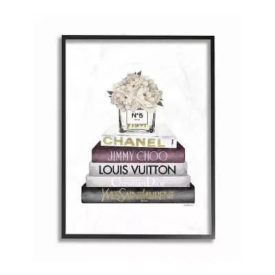 Stupell Home Decor White Flower Bookstack Framed Wall Art - Size 16x20