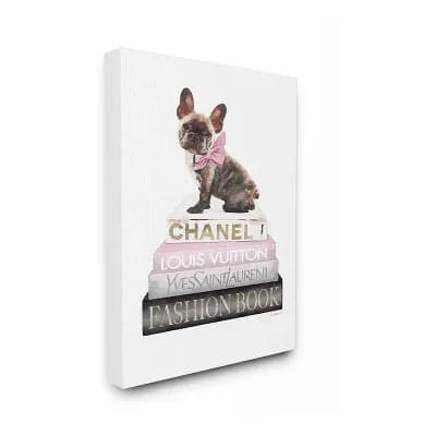 Stupell Home Decor Pink Bow Dog Canvas Wall Art - Size 36x48