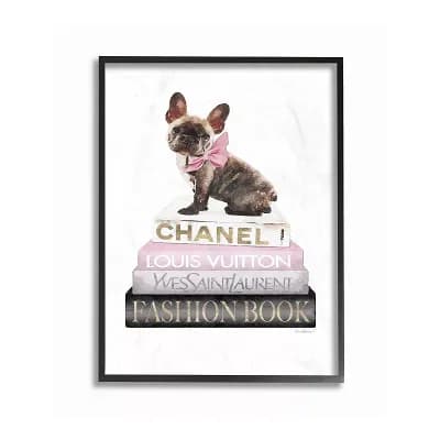 Stupell Home Decor Pink Bow Dog Framed Wall Art - Size 11x14