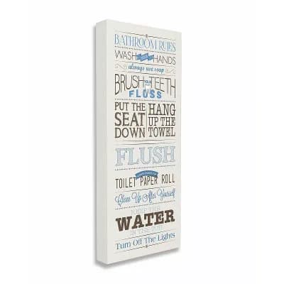 Stupell Home Decor Bathroom Rules Canvas Wall Art
