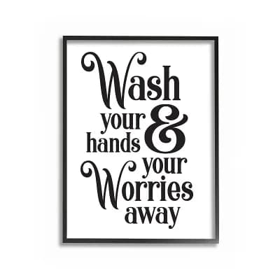 Stupell Home Decor Wash Your Hands Bathroom Framed Wall Art - Size 24x30