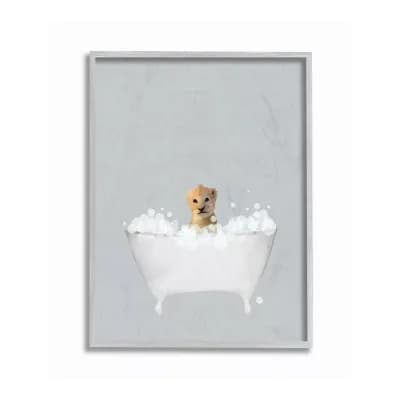Stupell Home Decor Lion Bath Framed Wall Art - Size 16x20